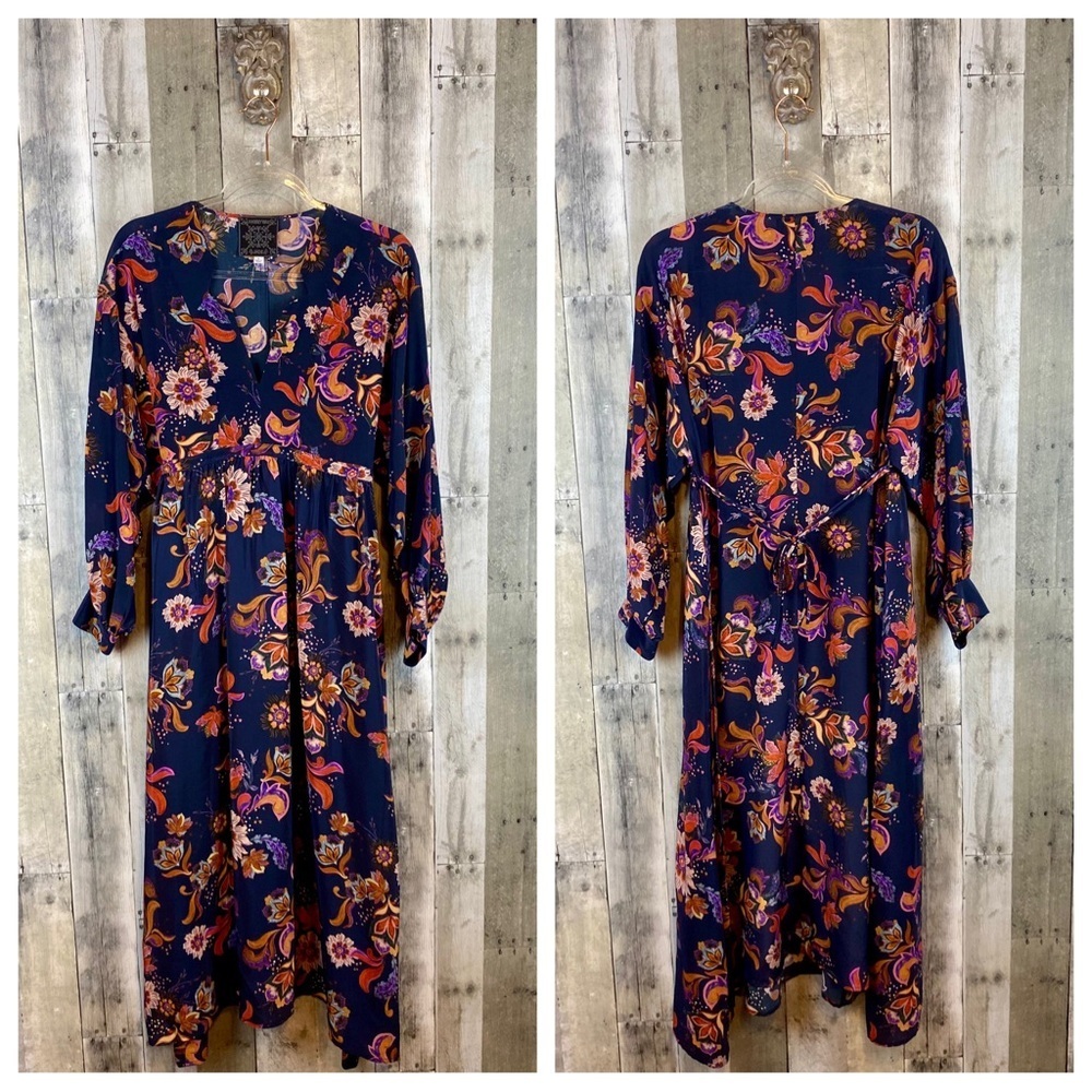 NWOT Johnny Was Athena Floral Print Blouson Sleeve Midi Dress Size Small. - Picture 10 of 15